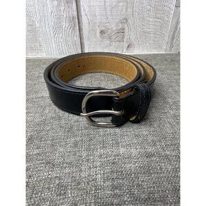 Mens Full Grain Leather Black Belt With Silver Tone Buckle Size 48 Dress Casual